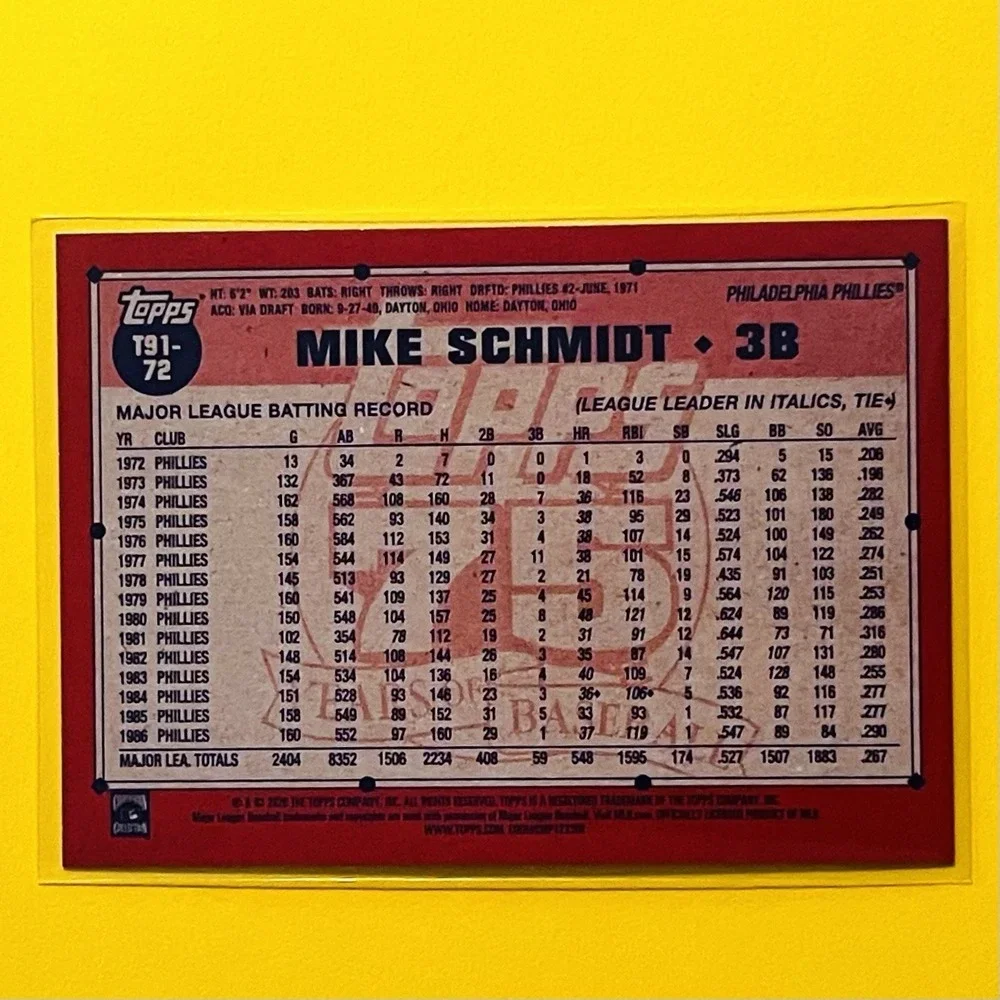 2026 Topps Series 1 Mike Schmidt 1991 Topps Silver Crackle Foil #T91-72 Phillies